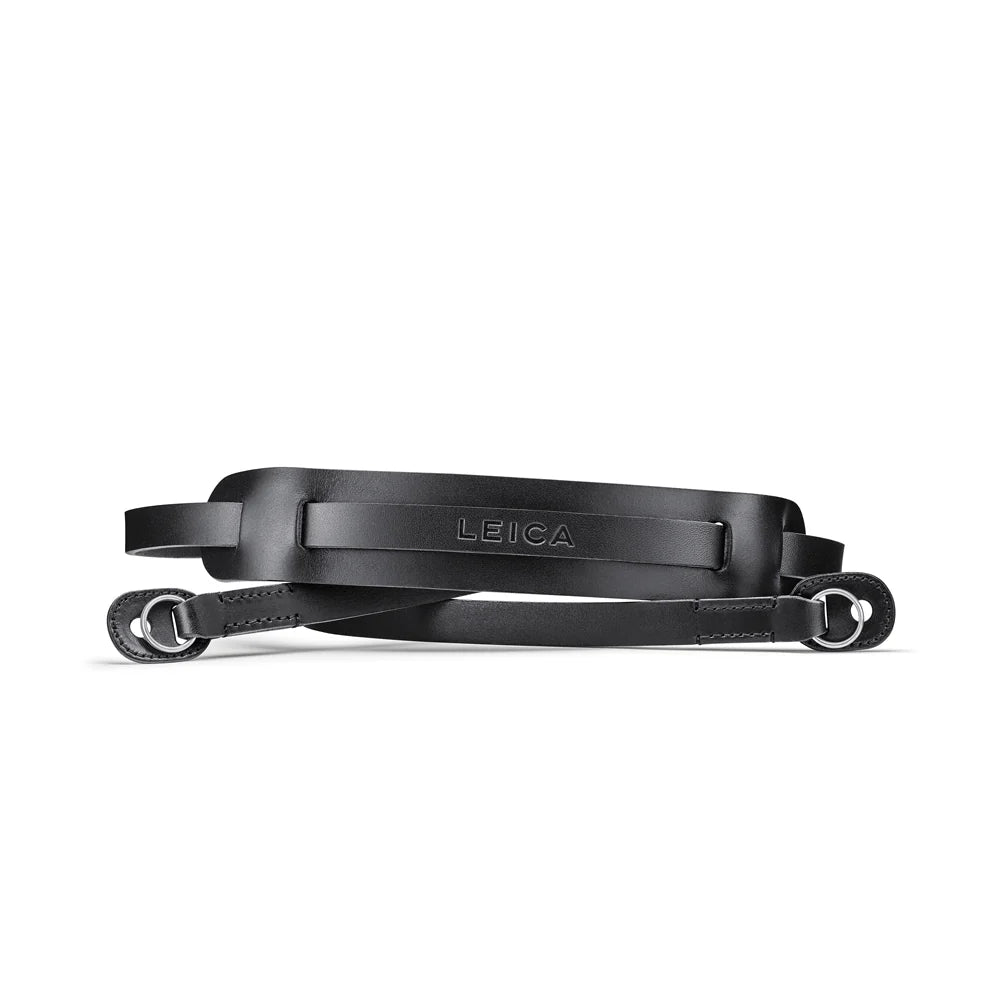 CARRYING STRAP WITH SHOULDERPAD, BLACK LEATHER